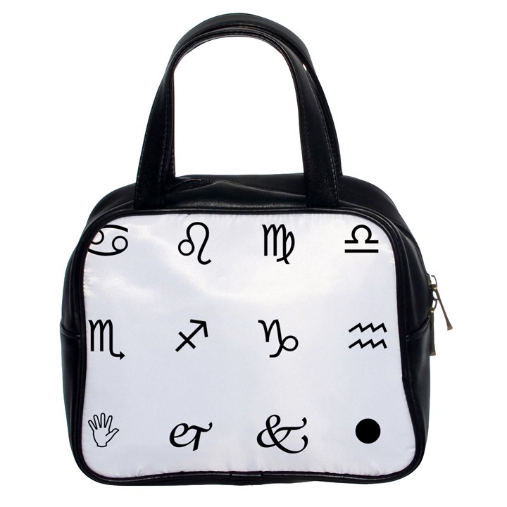 Set Of Black Web Dings On White Background Abstract Symbols Classic Handbags (2 Sides)