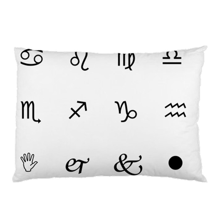 Set Of Black Web Dings On White Background Abstract Symbols Pillow Case