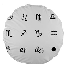 Set Of Black Web Dings On White Background Abstract Symbols Large 18  Premium Flano Round Cushions