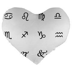 Set Of Black Web Dings On White Background Abstract Symbols Large 19  Premium Flano Heart Shape Cushions