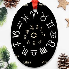 Astrology Chart With Signs And Symbols From The Zodiac Gold Colors Ornament (oval) by Amaryn4rt