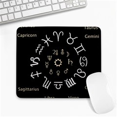 Astrology Chart With Signs And Symbols From The Zodiac Gold Colors Large Mousepads by Amaryn4rt