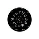 Astrology Chart With Signs And Symbols From The Zodiac Gold Colors Rubber Round Coaster (4 pack)  Front