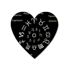 Astrology Chart With Signs And Symbols From The Zodiac Gold Colors Heart Magnet by Amaryn4rt