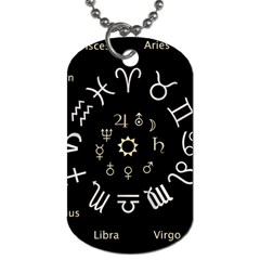 Astrology Chart With Signs And Symbols From The Zodiac Gold Colors Dog Tag (one Side) by Amaryn4rt