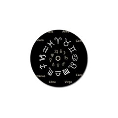 Astrology Chart With Signs And Symbols From The Zodiac Gold Colors Golf Ball Marker (4 Pack) by Amaryn4rt