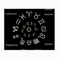 Astrology Chart With Signs And Symbols From The Zodiac Gold Colors Small Glasses Cloth by Amaryn4rt