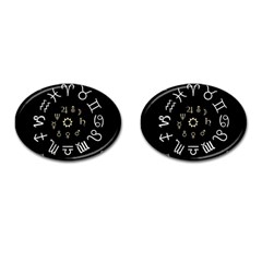 Astrology Chart With Signs And Symbols From The Zodiac Gold Colors Cufflinks (oval) by Amaryn4rt