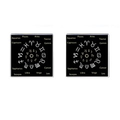 Astrology Chart With Signs And Symbols From The Zodiac Gold Colors Cufflinks (square) by Amaryn4rt