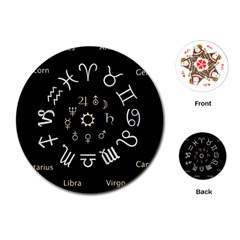 Astrology Chart With Signs And Symbols From The Zodiac Gold Colors Playing Cards (round)  by Amaryn4rt