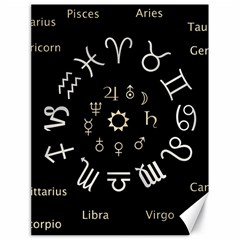 Astrology Chart With Signs And Symbols From The Zodiac Gold Colors Canvas 18  x 24  