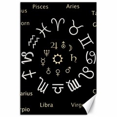 Astrology Chart With Signs And Symbols From The Zodiac Gold Colors Canvas 20  X 30   by Amaryn4rt