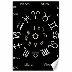 Astrology Chart With Signs And Symbols From The Zodiac Gold Colors Canvas 24  X 36  by Amaryn4rt