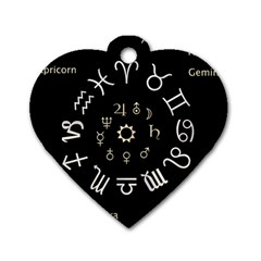 Astrology Chart With Signs And Symbols From The Zodiac Gold Colors Dog Tag Heart (two Sides) by Amaryn4rt