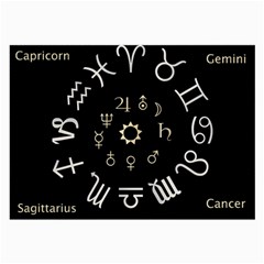 Astrology Chart With Signs And Symbols From The Zodiac Gold Colors Large Glasses Cloth by Amaryn4rt