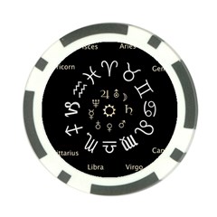 Astrology Chart With Signs And Symbols From The Zodiac Gold Colors Poker Chip Card Guard by Amaryn4rt