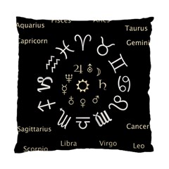 Astrology Chart With Signs And Symbols From The Zodiac Gold Colors Standard Cushion Case (one Side) by Amaryn4rt