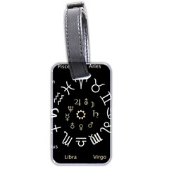 Astrology Chart With Signs And Symbols From The Zodiac Gold Colors Luggage Tags (Two Sides)