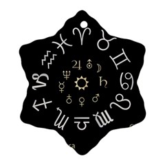 Astrology Chart With Signs And Symbols From The Zodiac Gold Colors Ornament (snowflake) by Amaryn4rt