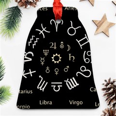 Astrology Chart With Signs And Symbols From The Zodiac Gold Colors Bell Ornament (two Sides) by Amaryn4rt