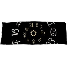 Astrology Chart With Signs And Symbols From The Zodiac Gold Colors Body Pillow Case Dakimakura (two Sides) by Amaryn4rt