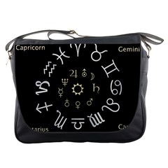 Astrology Chart With Signs And Symbols From The Zodiac Gold Colors Messenger Bags by Amaryn4rt