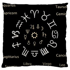 Astrology Chart With Signs And Symbols From The Zodiac Gold Colors Large Cushion Case (one Side) by Amaryn4rt