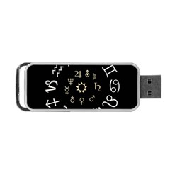 Astrology Chart With Signs And Symbols From The Zodiac Gold Colors Portable Usb Flash (two Sides) by Amaryn4rt