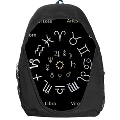 Astrology Chart With Signs And Symbols From The Zodiac Gold Colors Backpack Bag by Amaryn4rt