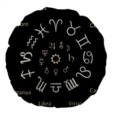 Astrology Chart With Signs And Symbols From The Zodiac Gold Colors Large 18  Premium Round Cushions by Amaryn4rt