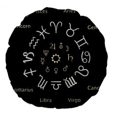 Astrology Chart With Signs And Symbols From The Zodiac Gold Colors Large 18  Premium Flano Round Cushions by Amaryn4rt