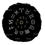 Astrology Chart With Signs And Symbols From The Zodiac Gold Colors Large 18  Premium Flano Round Cushions Front