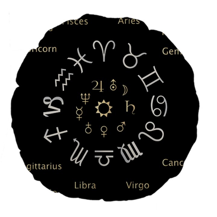 Astrology Chart With Signs And Symbols From The Zodiac Gold Colors Large 18  Premium Flano Round Cushions