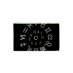 Astrology Chart With Signs And Symbols From The Zodiac Gold Colors Cosmetic Bag (xs)