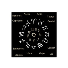 Astrology Chart With Signs And Symbols From The Zodiac Gold Colors Satin Bandana Scarf by Amaryn4rt