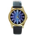 Astrology Birth Signs Chart Round Gold Metal Watch Front