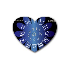 Astrology Birth Signs Chart Rubber Coaster (heart)  by Amaryn4rt