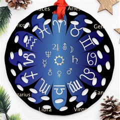 Astrology Birth Signs Chart Round Filigree Ornament (two Sides)