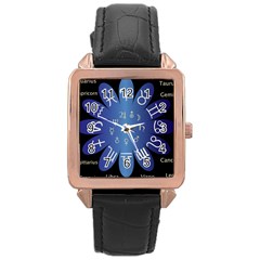 Astrology Birth Signs Chart Rose Gold Leather Watch  by Amaryn4rt