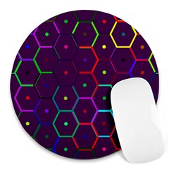 Color Bee Hive Pattern Round Mousepads by Amaryn4rt