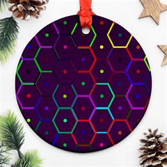 Color Bee Hive Pattern Ornament (round) by Amaryn4rt