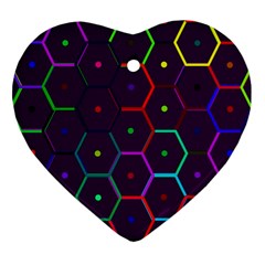 Color Bee Hive Pattern Ornament (heart) by Amaryn4rt