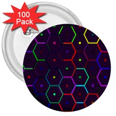 Color Bee Hive Pattern 3  Buttons (100 Pack)  by Amaryn4rt