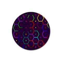 Color Bee Hive Pattern Rubber Round Coaster (4 Pack)  by Amaryn4rt