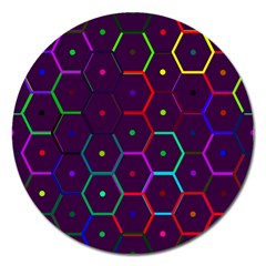 Color Bee Hive Pattern Magnet 5  (round) by Amaryn4rt