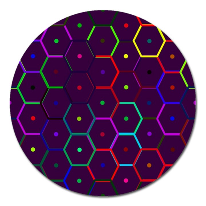 Color Bee Hive Pattern Magnet 5  (Round)