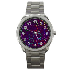 Color Bee Hive Pattern Sport Metal Watch by Amaryn4rt