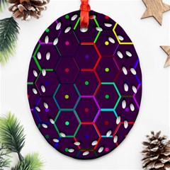 Color Bee Hive Pattern Ornament (oval Filigree)