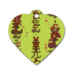 Set Of Monetary Symbols Dog Tag Heart (two Sides)