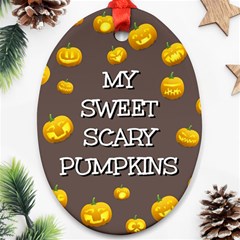 Scary Sweet Funny Cute Pumpkins Hallowen Ecard Ornament (oval) by Amaryn4rt